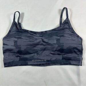 Alphalete Surface Limitless Dark Gray Canvas Camo Padded Sports Bra Women SzXL